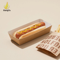 Barquette à hot-dogs en papier kraft écologique, revêtement anti-graisse, qualité alimentaire, jetable, laminage mat pour emballage alimentaire, nourriture de rue