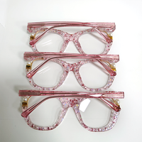 Cadre de lunettes décoratif en perles de météore transparentes roses pour femmes, vente en gros mixte