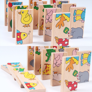 Classic Hot Sale Wooden Toys Animal Dominoes Puzzle Toys Children Jigsaw Game Wholesale Early Education Educational Kids Toys - Product Image 4