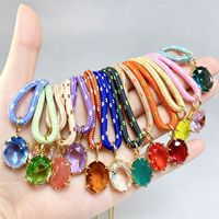 Nouveau collier en corde tressée de couleur dopamine, style européen et américain, accessoires DIY, pendentif ovale en zircon coloré, chaîne de clavicule