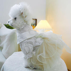 Qbellpet 2025 nouveauté gracieux printemps été nœud papillon <span class=keywords><strong>chien</strong></span> princesse robe robe de mariée pour animaux de compagnie - Product Image 4