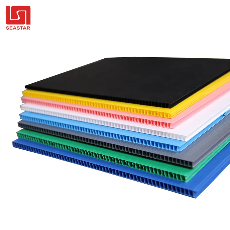 2Mm-12Mm 1220X2440 4 'X 8' Pp Flexibele Coroplast Corfluit Gegolfd Plastic Correx Board Sheets Plastic Holle Plaat-Kleuren