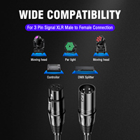 80 Câbles de signal DMX 1M 3 conducteurs 0,3 mm avec connecteur XLR métallique noir par carton