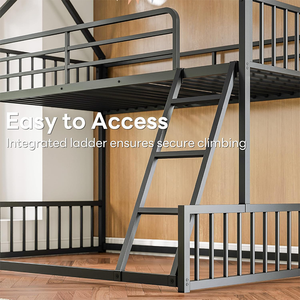 Cadre de lit en métal blanc pleine taille avec barrière et étagères – Design élégant pour chambre <span class=keywords><strong>à</strong></span> coucher - Product Image 4