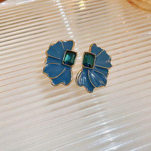 Nuevos pendientes de flor de gota de aceite Multicolor Retro francés hermosos pendientes de flor de Metal joyería de mujer - Product Image 4