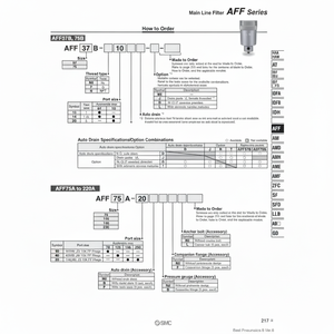 รุ่นตัวกรองลม AFF8C-03-T ผลิตภัณฑ์ตัวกรองอากาศ SMC pneumatics - Product Image 1