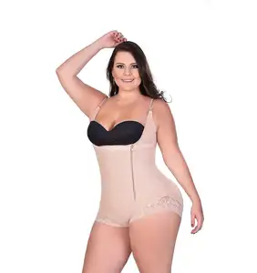 European Women Body Shaper Plus Size Butt Lifter Shapewear Female Fat Suit Zip Bodysuit