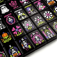 Tuiles de Mahjong Modernes pour Halloween Motif Bouledogue Français |   Jeu de Mahjong Spooky Dog |   Carrelage en caoutchouc naturel pliable et portable pour le divertissement