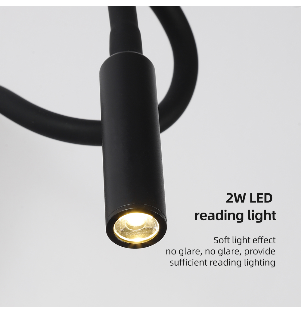 Nordic Wall Light Fixture Adjustable Head Wall Lamp Bedside Reading Black White Led Wall Lamp For Hotel