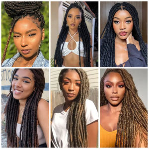 Meilleur Prix – Extensions de Cheveux Synthétiques Noirs Lisses Fausses Locs au Crochet, <span class=keywords><strong>Dreadlocks</strong></span>, Tresses Africaines pour Femmes - Product Image 6