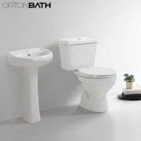 ORTONBATH Europe Afrique Nigéria Articles sanitaires en céramique bon marché Salle de bain Deux pièces Wash Down WC Toilette avec cuvette Couvre-siège Toilettes