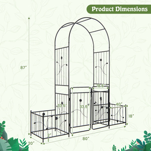 Tonnelle de jardin DB de 87 pouces avec portail verrouillable et jardinières latérales pour mariages et décorations d'extérieur - Product Image 5