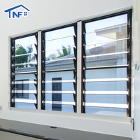 Fenêtre à persiennes verticale moderne en alliage d'aluminium sur mesure, double vitrage trempé, ventilation fixe, acier inoxydable, écologique