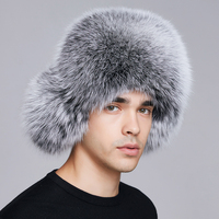 Gorro de Piel Auténtica al por Mayor, Gorro Ruso Ushanka de Piel de Zorro Natural, Gorro de Invierno Grueso y Cálido con Orejeras, Gorro de Piloto con Orejeras para Hombre