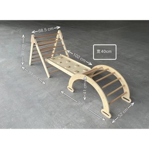 ชุดโครงไม้ปีนป่าย ขนาด 95.5*56.5*70.5 ซม. สำหรับเด็กอายุ 2 ถึง 4 ปี อุปกรณ์เล่นในร่มและกลางแจ้ง เสริมพัฒนาการทางประสาทสัมผัสและการเคลื่อนไหว - Product Image 5