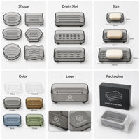 Support à Savon en Acrylique Personnalisé Transparent avec Fentes de Drainage pour Salle de Bain, Organisateur de Coiffeuse, Base de Rangement, Impression de Logo OEM