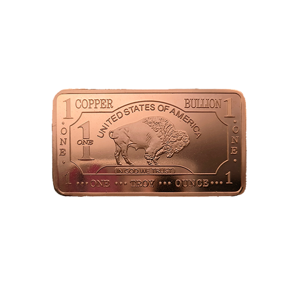 Metal Art Collection 1 oz One Troy Ounce USA American Buffalo .999 Fine Copper Bullion Bar Ingot Cu Element CMCMINT