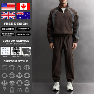 KIingSen Wholesale Men's Nylon Waterproof Embroidered Colorblocked zip <b>Jacket</b> Jogger Set <b>Reflective</b> <b>Running</b> Tracksuits - Product Image 1