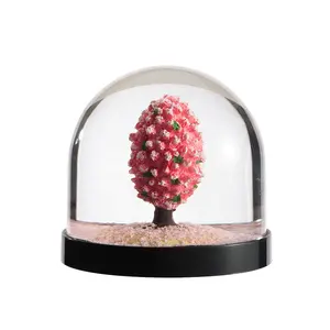 Acrílico Cristal Personalizado Personagem Polyresin Promoção Snow Ball Bolha Líquido Água Óleo Natal Glitter Snowglobe