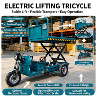Tricycle élévateur à ciseaux électrique hydraulique, plateforme de levage mobile pour marchandises, véhicule de transfert pour entrepôt et verger