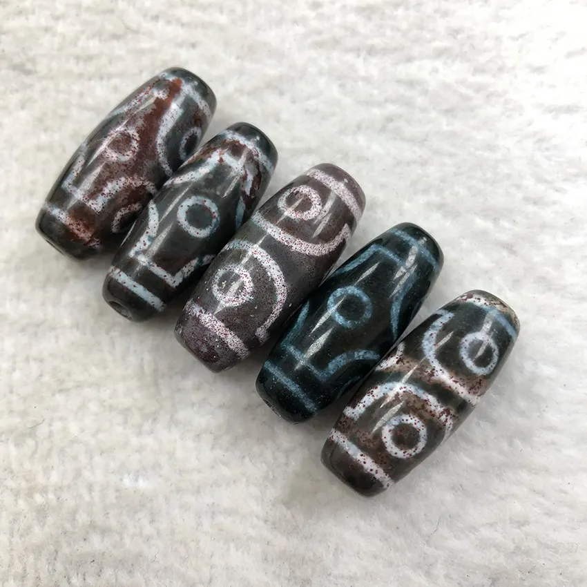 Old Tianzhu 3 Three Eyes Dzi Beads for Combine of God、Land and Human、for Treasure and Lucky