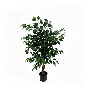Plantas Artificiales de Ficus Pandurata de Plástico Verde - Ecológicas y de Alta Simulación para Uso en Interiores/Exteriores, Navidad, Año Nuevo - Product Image 1
