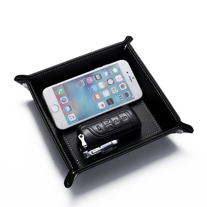 <span class=keywords><strong>Plateau</strong></span> de rangement noir en cuir PU personnalisable à faible MOQ pour café, montres, clés et pièces de monnaie, idéal pour le bureau - Product Image 3