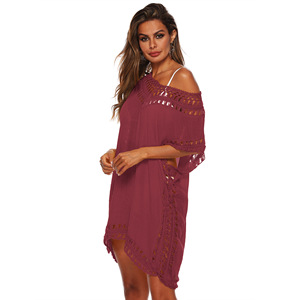 Abito Kaftano da Spiaggia da Donna con Scollo a V, Lavorazione a Uncinetto, Sexy, Scavato, Vestibilità Ampia, Maniche a Pipistrello, Stile Vintage, Modello 1965 Ten - Product Image 4