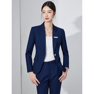 Women's Wine Red Suit Set Formal Wear Spring Autumn Anti-Wrinkle Polyester Full Sleeve Professional Office Outfit - Product Image 4