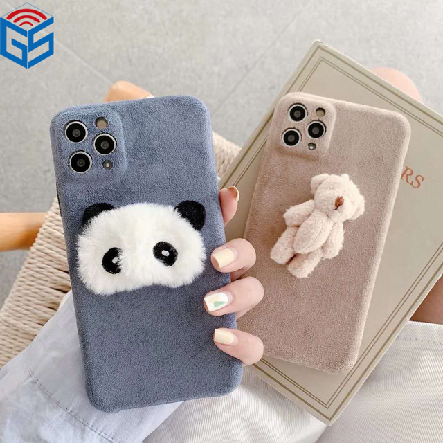 3D Cartoon Fluffy Plush Winter Furry Sublimation Phone Case For Alcatal For Wiko For Blu For Iphone