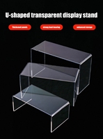 Présentoir polyvalent en plexiglas en forme de U, clarté cristalline, idéal pour les bijoux de boutique, les sacs à main et les présentoirs à gâteaux
