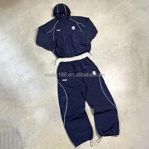 Custom 3m Reflective Wholesale Lightweight Sweatsuit Two Piece Jackets and Nylon Pants Jogging Zip up Windbreaker Tracksuit <b>Set</b> - Product Image 5