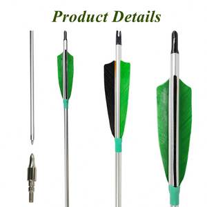 500 colonne vertébrale flèches de <span class=keywords><strong>tir</strong></span> à l'<span class=keywords><strong>arc</strong></span> arbre en aluminium avec 100 pointes de champ de grain vraie plume de dinde adaptée pour <span class=keywords><strong>arc</strong></span> classique à poulies - Product Image 2