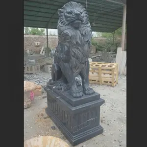 Chinese Hand Carved Classic Design Outdoor Garden Stone Marble Lions Statues Sculpture
