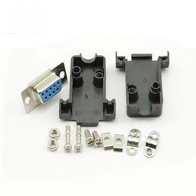 D-SUB9 Shell Connector Female Shell With Screws Nut Clip Plastic Assembly Round Wire Shell