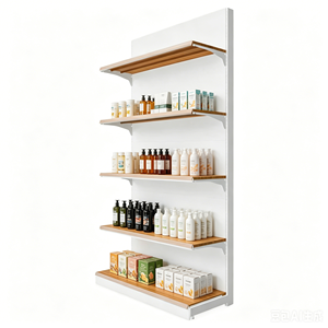 Estantería de Góndola de Madera Resistente para Supermercado, Estante Rectangular sin Respaldo de 5 Niveles Ajustables para Montaje en Pared, para Exhibición en Tiendas - Product Image 4
