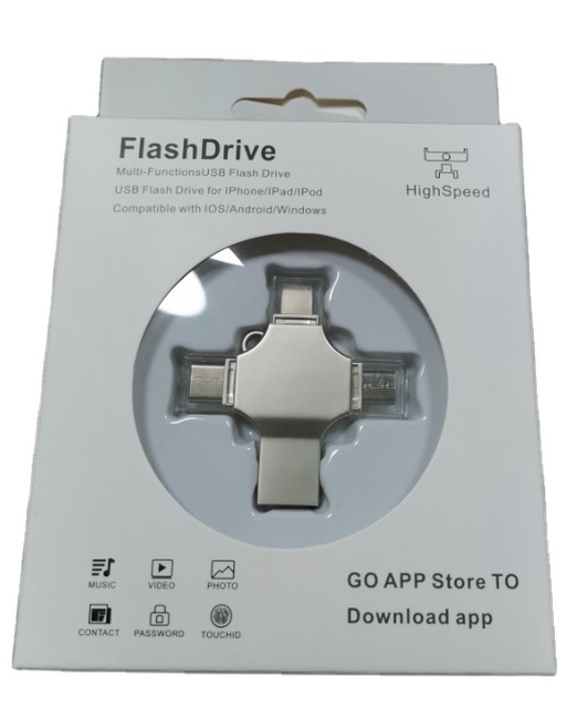 4 in 1 OTG USB Flash Drive 3.0 128GB 256GB 512GB USB 2.0 for Type-C /Lightning/ Micro USB/ Computer with Customized logo