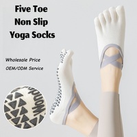 Chaussettes de yoga antidérapantes pour femmes et jeunes, à cinq doigts, antibactériennes, avec grip, pour Pilates, ballet, danse, gym, entraînement, printemps, vente en gros