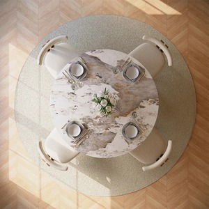 Luxury Dining Room Furniture Set <strong>Round</strong> Marble Sintered Stone Dining <strong>Tables</strong> and Chairs Home Furniture for Hotel Villa Outdoor Use - Product Image 4