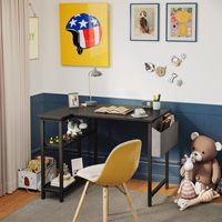 Bureau d'angle en L moderne et personnalisé pour la maison, le bureau, le salon ou la chambre, avec rangement et étagère