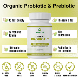 Cápsulas Prebióticas OEM/ODM con 22 Cepas Probióticas (300 Mil Millones de UFC), Mezcla de 15 Hierbas Orgánicas, Prebióticos para la Inmunidad, Digestión e Intestino en Adultos - Product Image 2