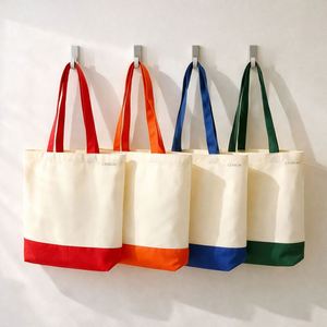 Eco Reusable Canvas Shopping Tote <b>Bag</b> with Long Handles Letter Pattern <b>Medium</b> <b>Size</b> Custom Logo Promotional <b>Bag</b> - Product Image 1