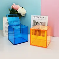 Заводская изготовленная на заказ прозрачная цветная настольная коробка для ювелирных изделий акриловый куб Большой акриловый дисплей куб с крышкой