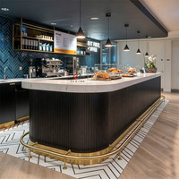 Conception d'intérieur de bar de luxe, mobilier de bar complet sur mesure, comptoir de bar lumineux en marbre noir pour club, mobilier de salon de bar à vendre