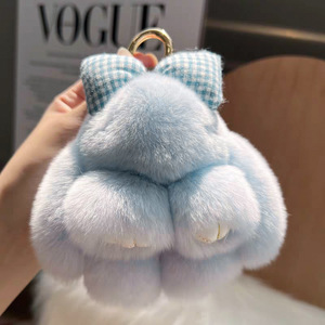 Petit lapin en peluche mignon, imitation lapin mort, pendentif porte-clés nœud <span class=keywords><strong>papillon</strong></span>, poupée en fausse fourrure d'otter, décoration de <span class=keywords><strong>sac</strong></span> - Product Image 6