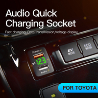 Prise USB intégrée 12V pour voiture Toyota, charge rapide 18W, port de lecture audio U-Disk, voltmètre numérique DC, pièces de rechange auto
