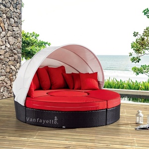 Lit <span class=keywords><strong>de</strong></span> plage Coussin <span class=keywords><strong>de</strong></span> <span class=keywords><strong>bain</strong></span> <span class=keywords><strong>de</strong></span> <span class=keywords><strong>Soleil</strong></span> Rond En Rotin Auvent Rotin Chaises Longues À Vendre en Plein Air Daybed Rond Rotin Salon Lit Baldaquin - Product Image 4