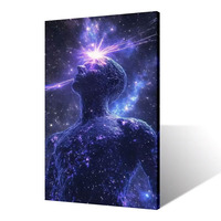 Arte Mural Decorativo para el Hogar, Conciencia Cósmica, Galaxia Púrpura, Figura Humana, Arte Mural Espiritual, Lienzo, Pintura Digital para Decoración Moderna