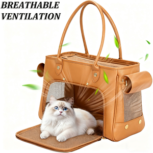 Özel küçük orta köpek ve kedi evcil hayvan taşıyıcı nefes örgü Sling evcil hayvanlar için omuz çantası su geçirmez seyahat çantası - Product Image 5