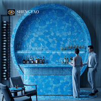 Dalle de pierre précieuse turquoise bleue naturelle polie sur mesure pour comptoir de bar, mur et sol de la maison
